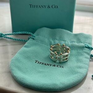 Tiffany & Co. Silver 18K Gold Collapsable Gate Link Ring